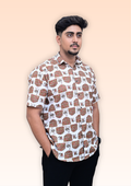 Men’s White Heritage Print Casual Shirt – Premium Ethnic Inspired Half Sleeve