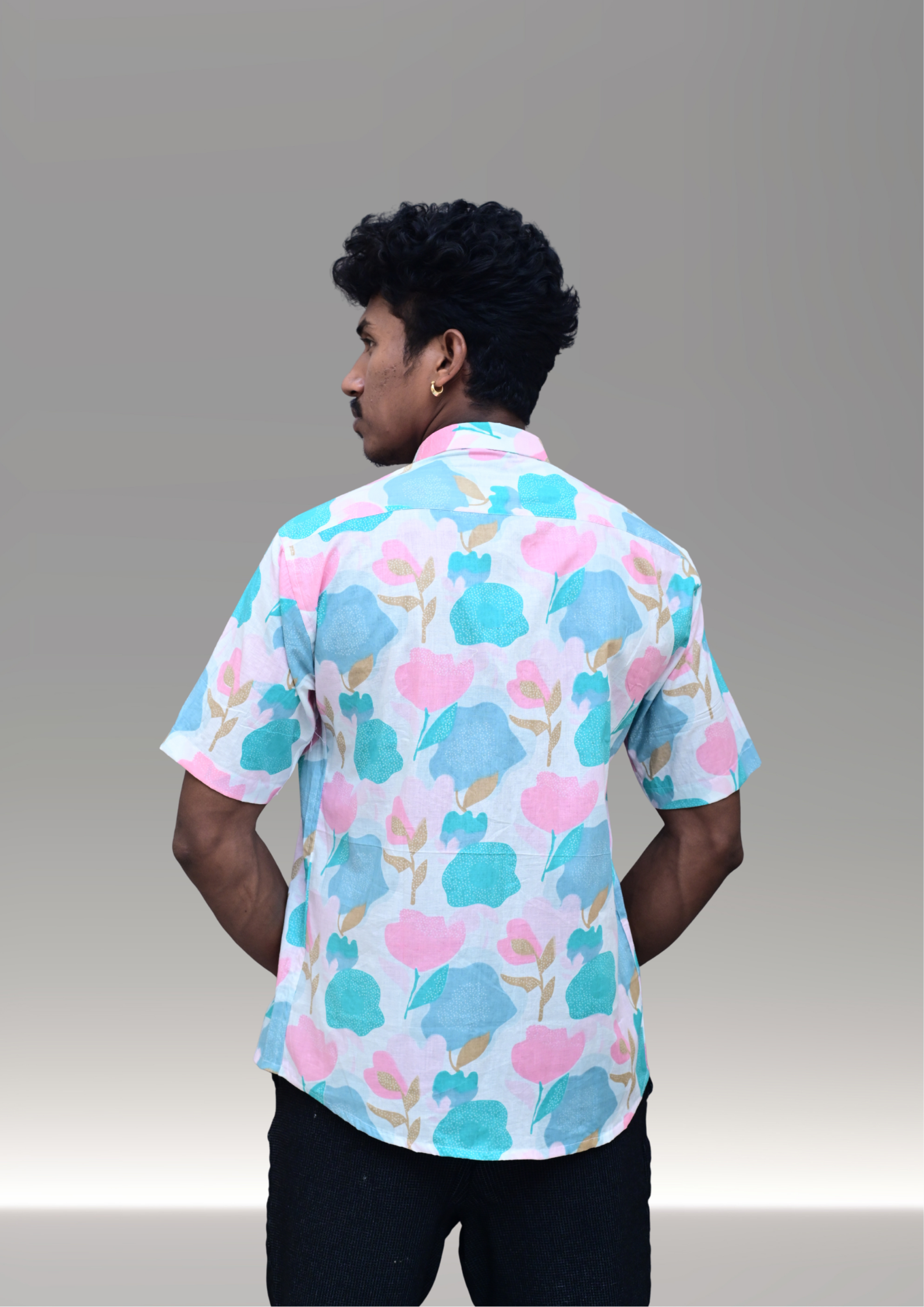 Men’s Pastel Floral Printed Casual Shirt – Premium Summer Relaxed Fit Half Sleeve
