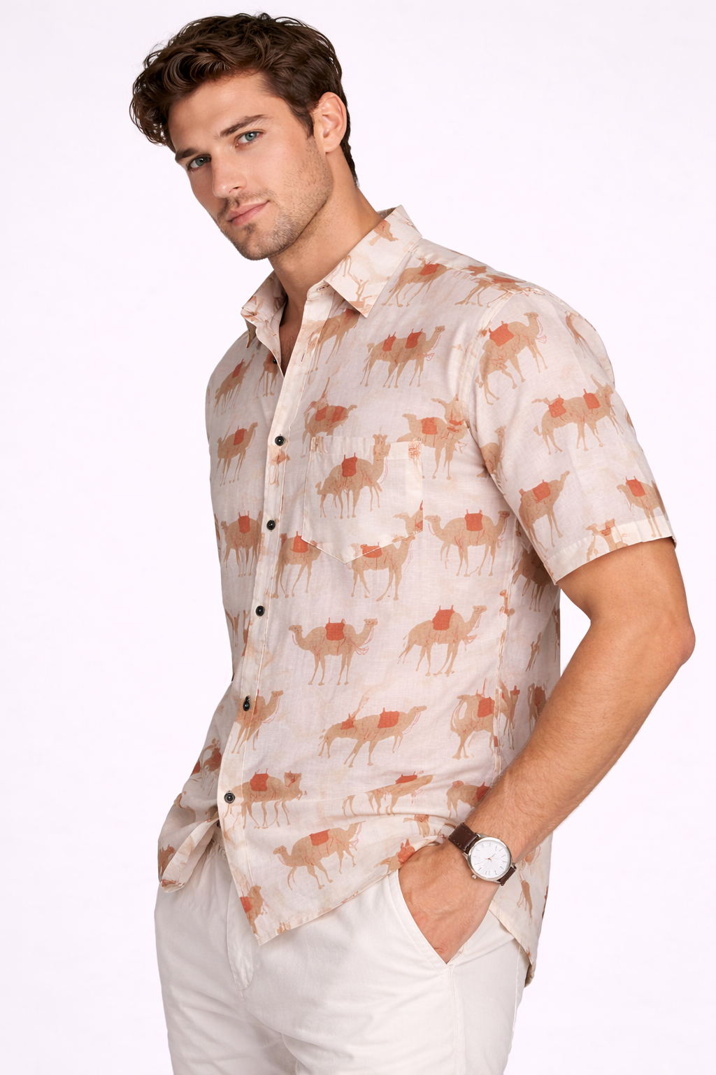 Desert Trail Camel Print Shirt – Premium Jaipuri Cotton