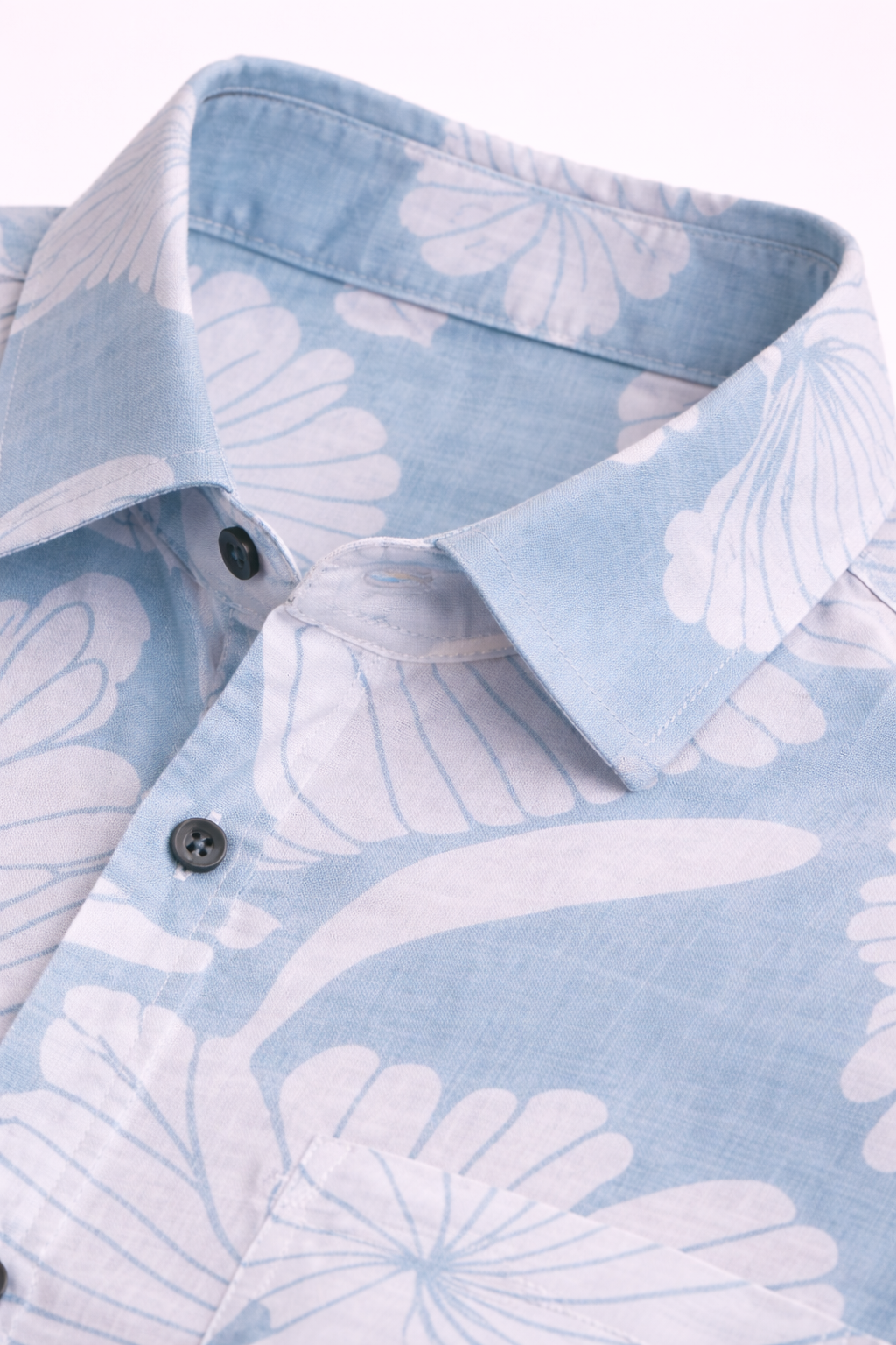 Sky Blue Jaipuri Cotton Shirt – Elegant Leaf Print Casual Wear