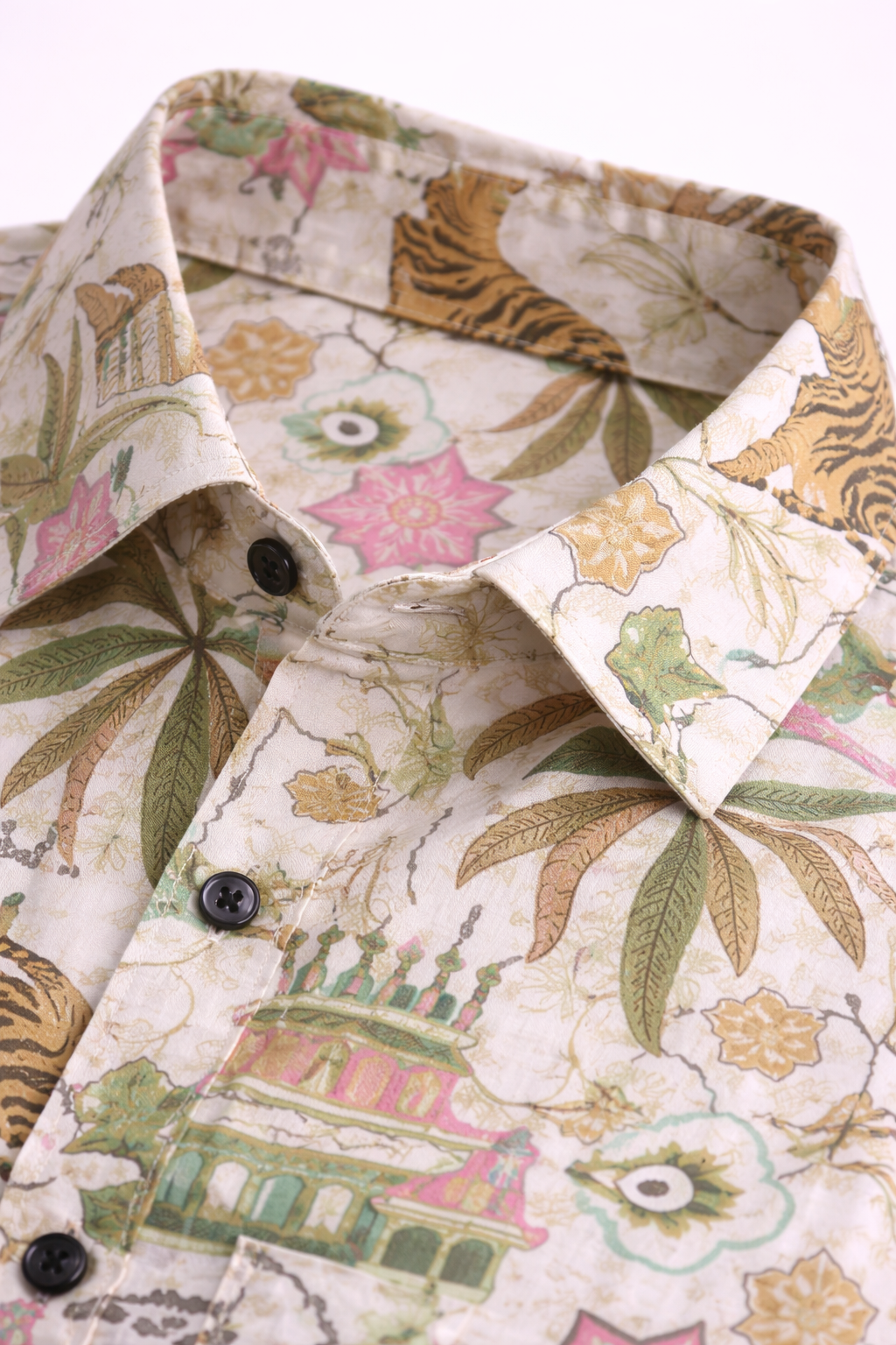 Royal Jungle Jaipuri Printed Premium Cotton Shirt – Tropical Tiger & Heritage Motif