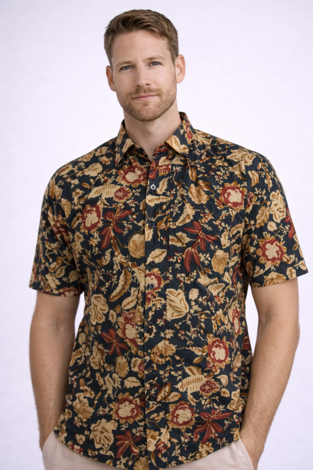 Midnight Heritage Floral Jaipuri Shirt – Premium Cotton Statement Wear