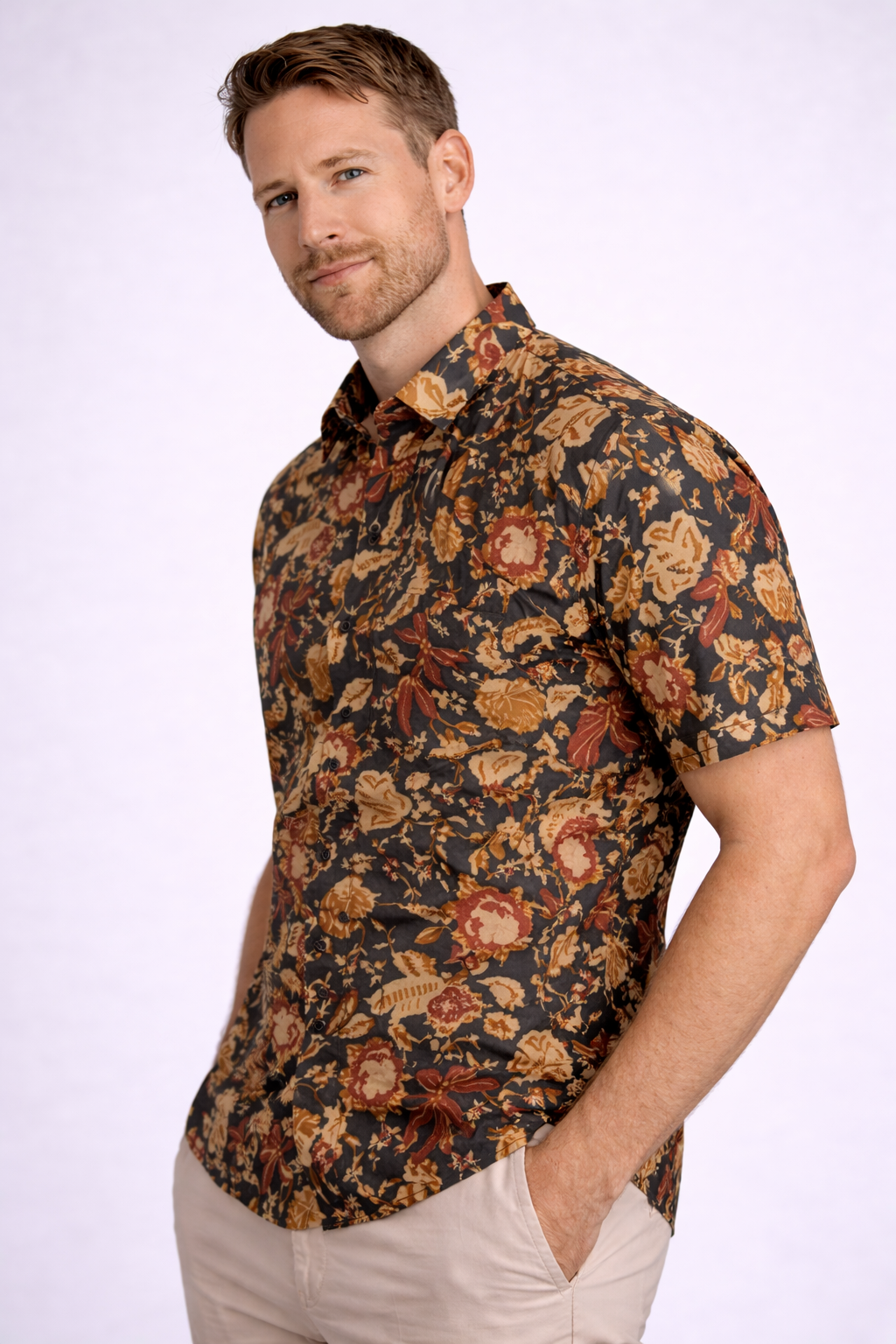 Midnight Heritage Floral Jaipuri Shirt – Premium Cotton Statement Wear