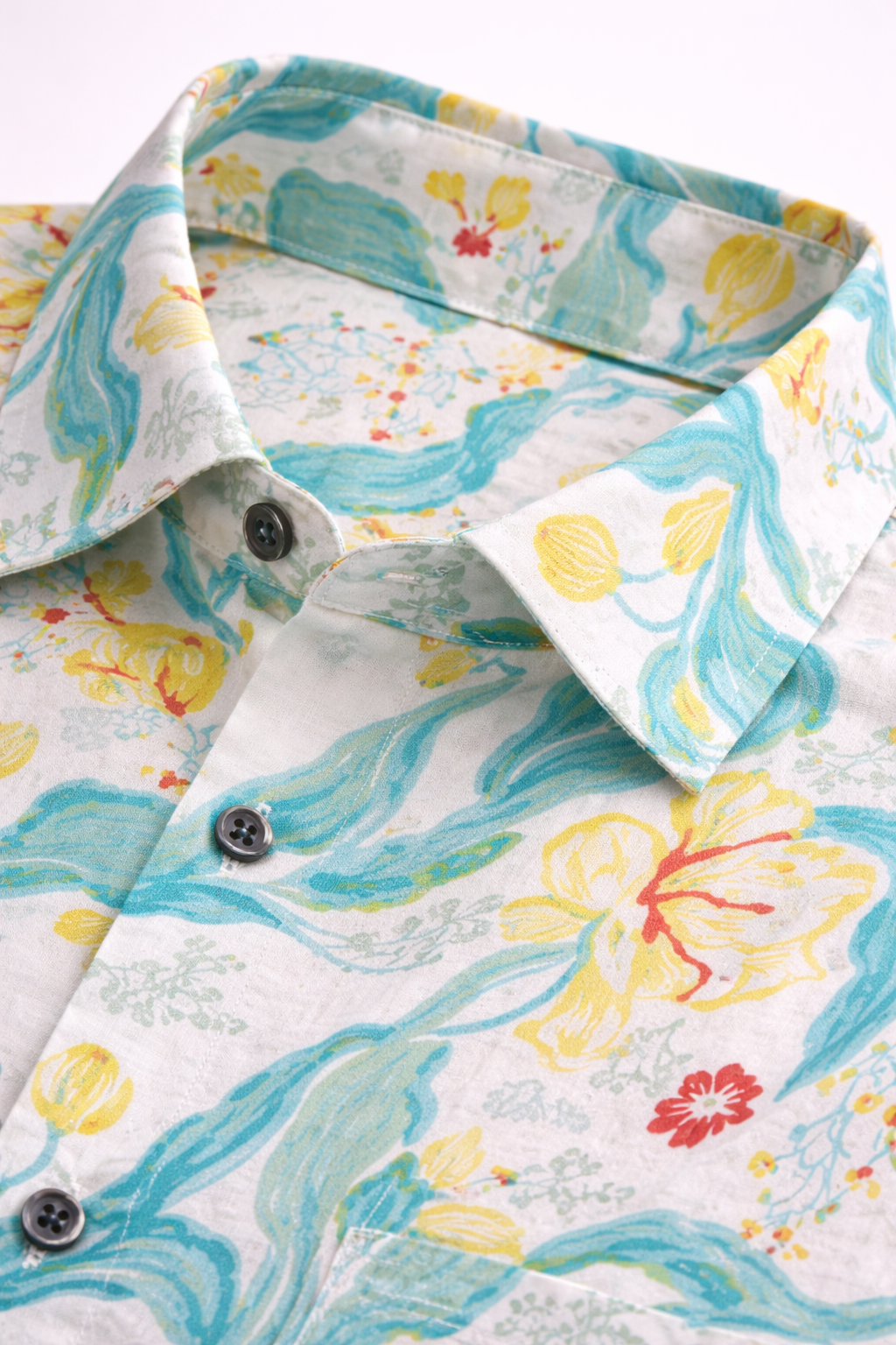 Aqua Bloom Jaipuri Printed Cotton Shirt – Summer Floral Premium Wear