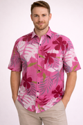 Pink Tropical Jaipuri Cotton Shirt – Premium Floral Print Casual Wear