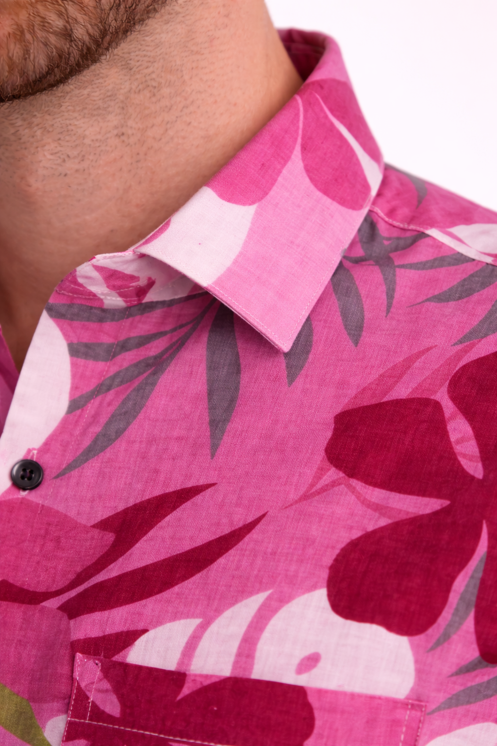 Pink Tropical Jaipuri Cotton Shirt – Premium Floral Print Casual Wear