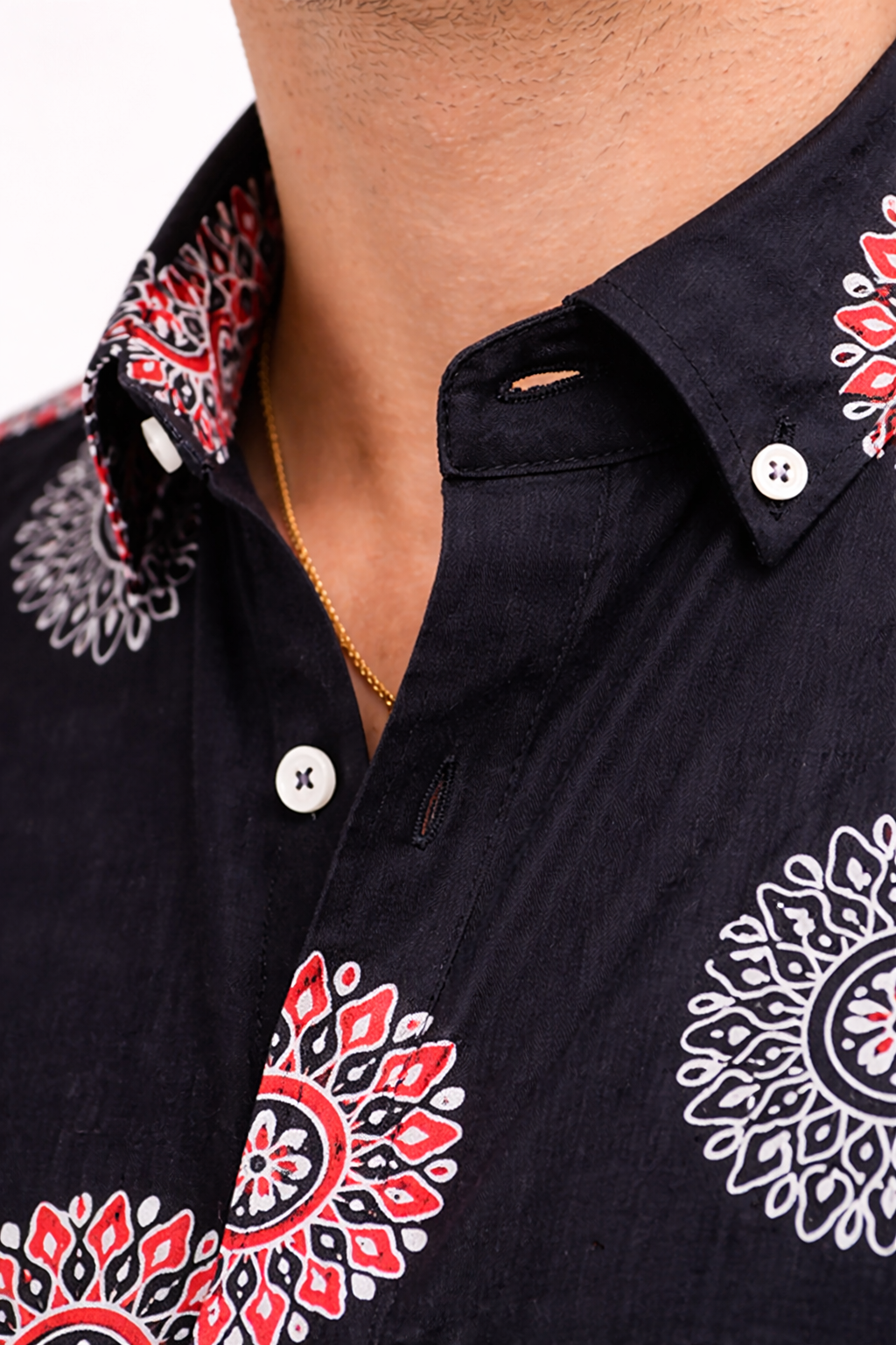 Midnight Black Jaipuri Mandala Print Shirt