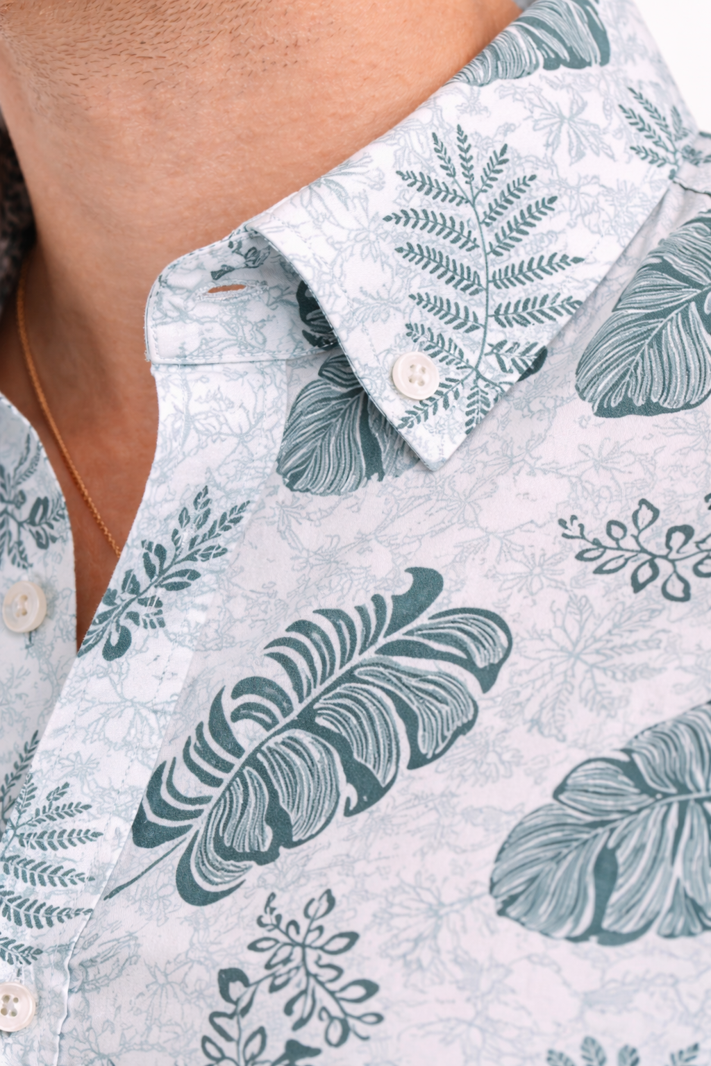 Arctic Leaf Luxe Shirt – Premium Tropical Print Cotton Shirt for Men