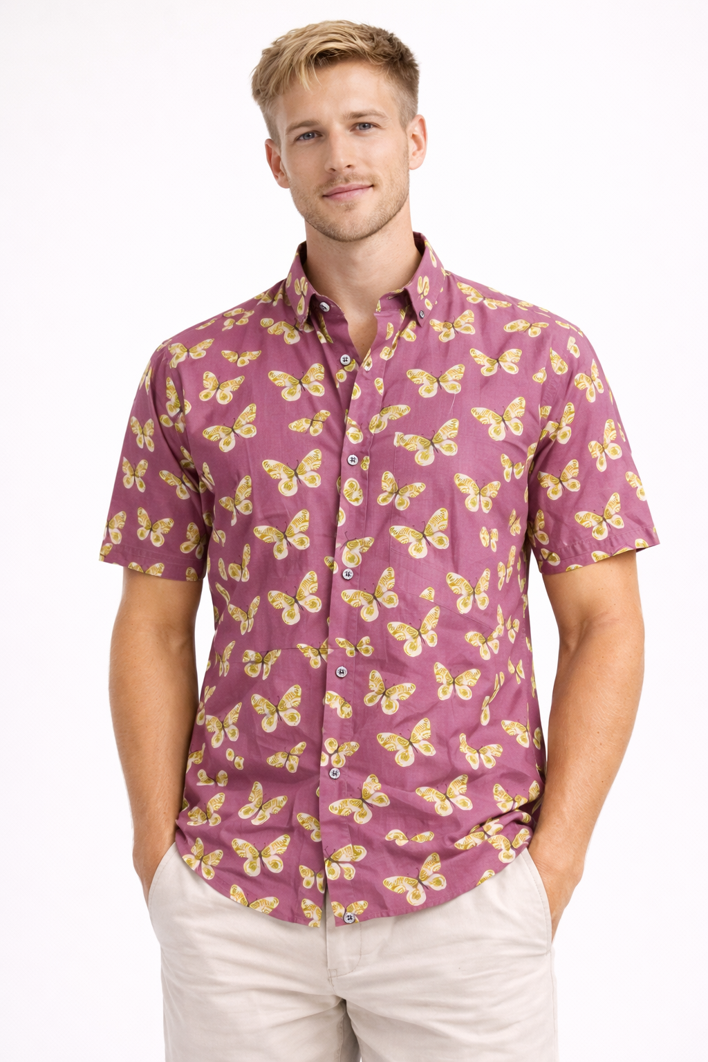 Jaipuri Butterfly Print Cotton Shirt – Premium Casual Summer Wear