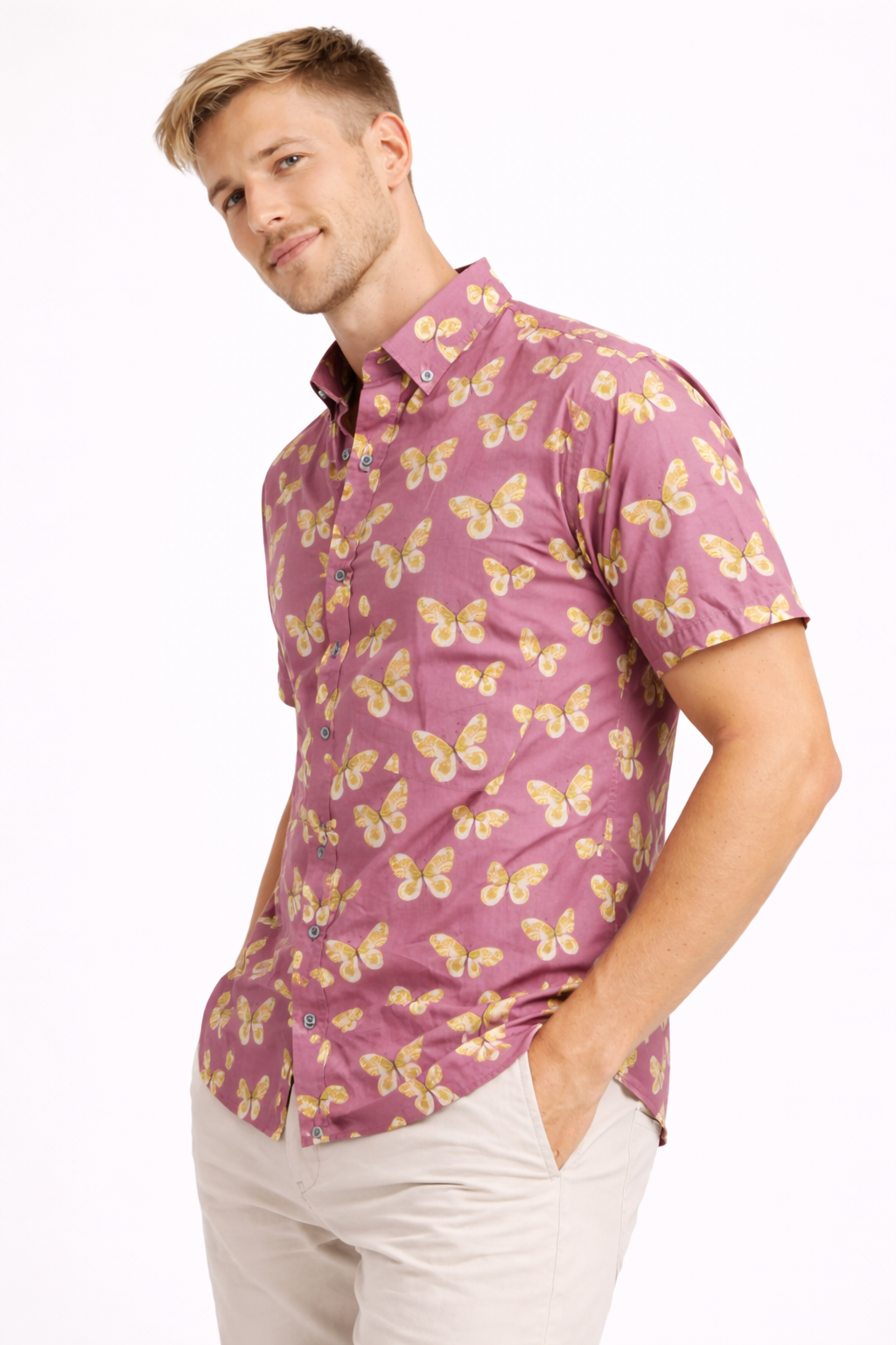 Jaipuri Butterfly Print Cotton Shirt – Premium Casual Summer Wear