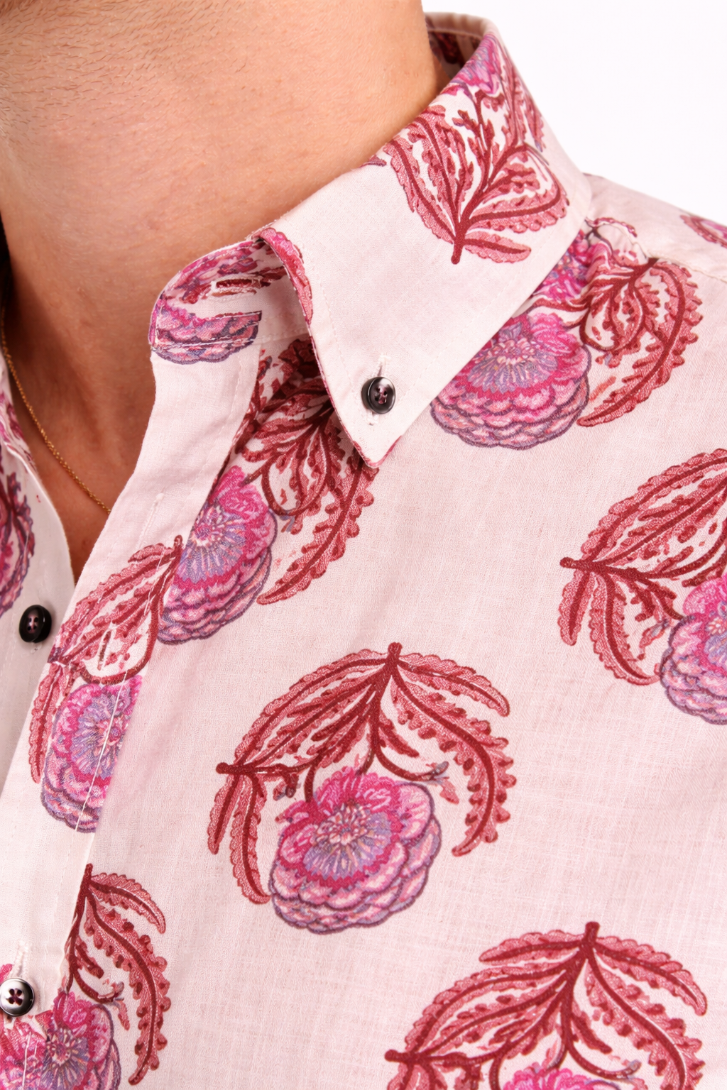 Jaipuri Handblock Printed Cotton Shirt – Ivory Floral Paisley