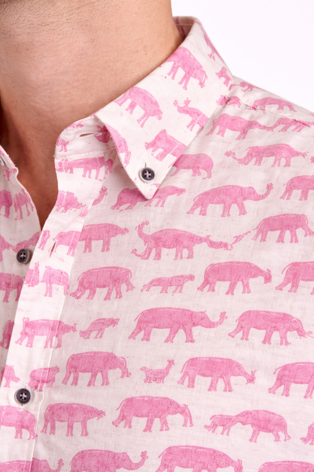Ivory Pink Safari Print Jaipuri Cotton Shirt – Premium Casual Fit