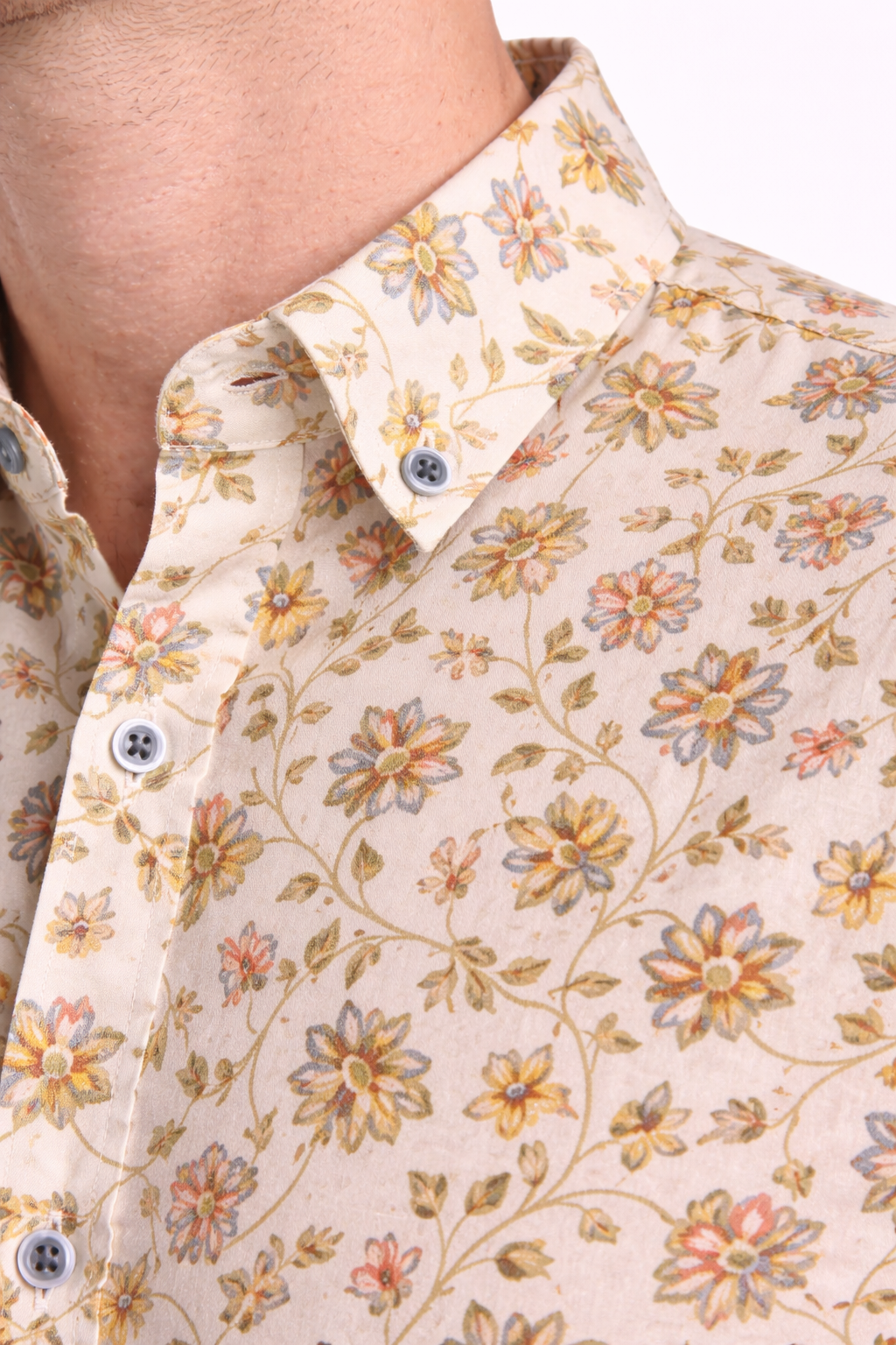 Ivory Bloom Jaipuri Cotton Shirt – Premium Floral Print