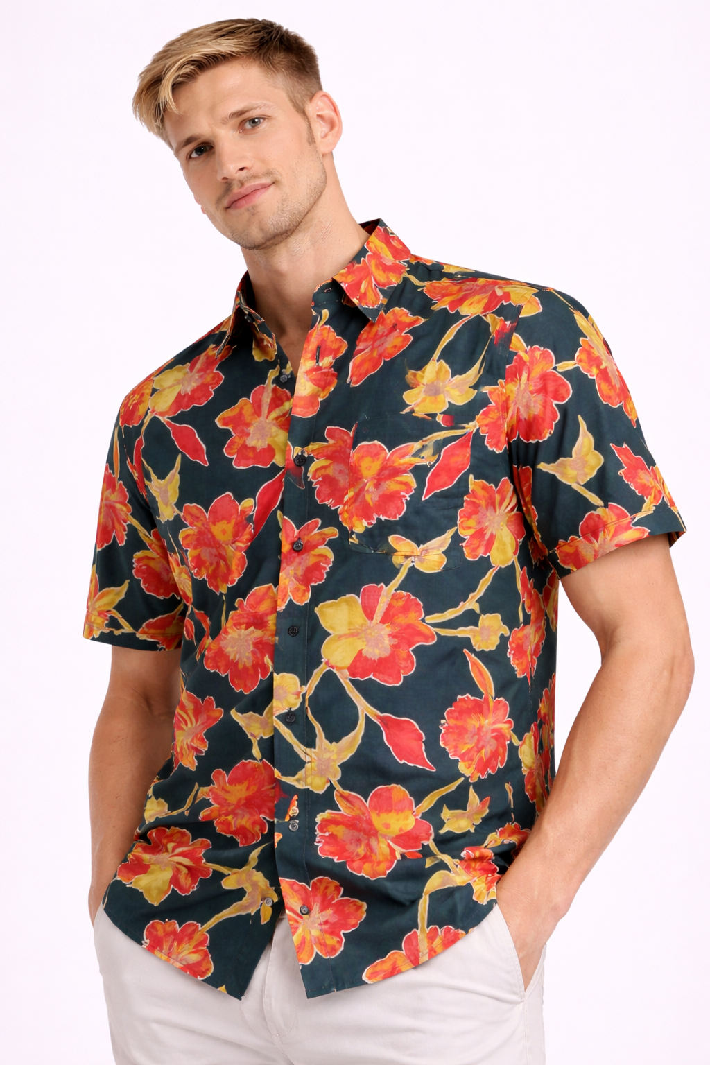 Midnight Bloom Jaipuri Floral Shirt