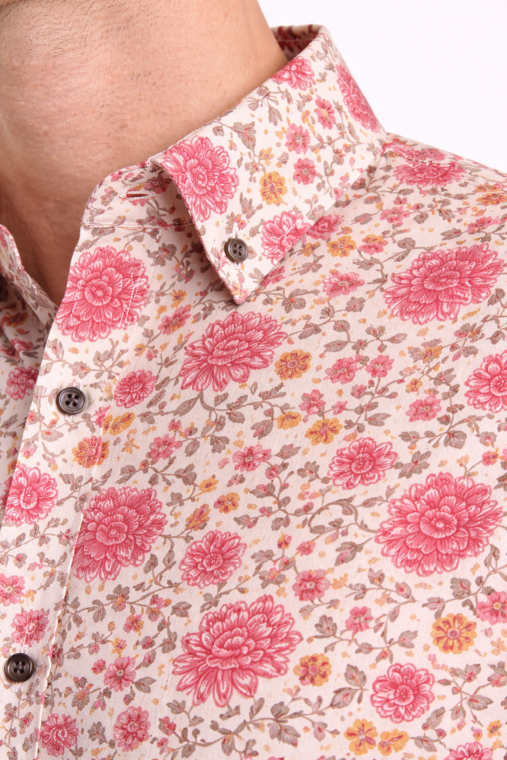 Jaipuri Floral Cotton Shirt – Soft Pink Heritage Print (Premium Summer Fit)