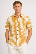 Jaipur Zigzag Cotton Shirt – Mustard & Ivory Premium Summer Wear