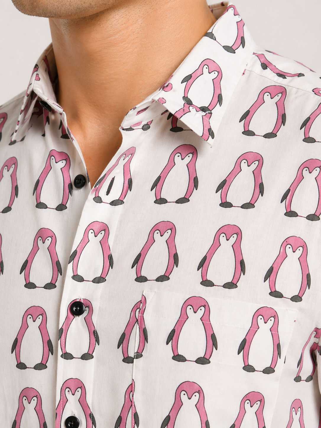 Jaipuri Penguin Print Cotton Shirt – Premium Casual Summer Wear for Men