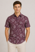 Maroon Dandelion Print Jaipuri Cotton Shirt – Premium Casual Wear