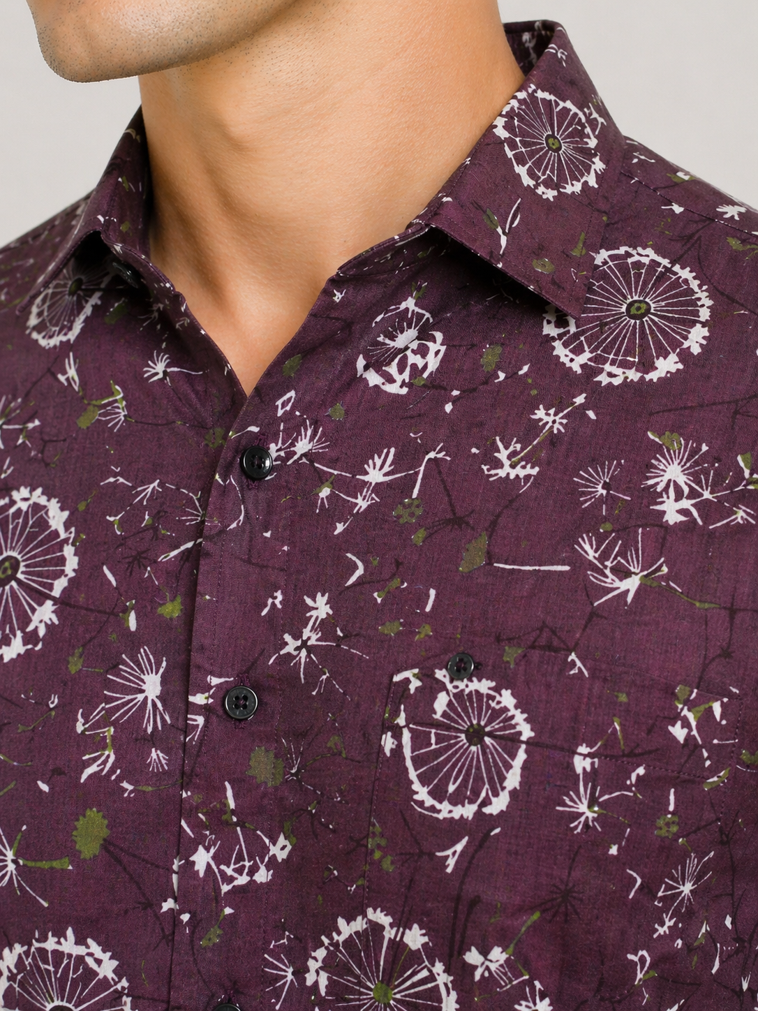 Maroon Dandelion Print Jaipuri Cotton Shirt – Premium Casual Wear