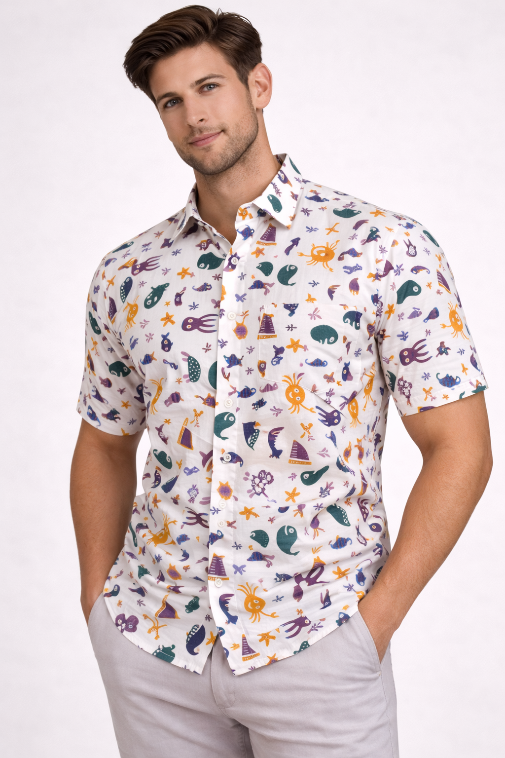 Ocean Play Jaipuri Print Shirt – Premium Summer Cotton